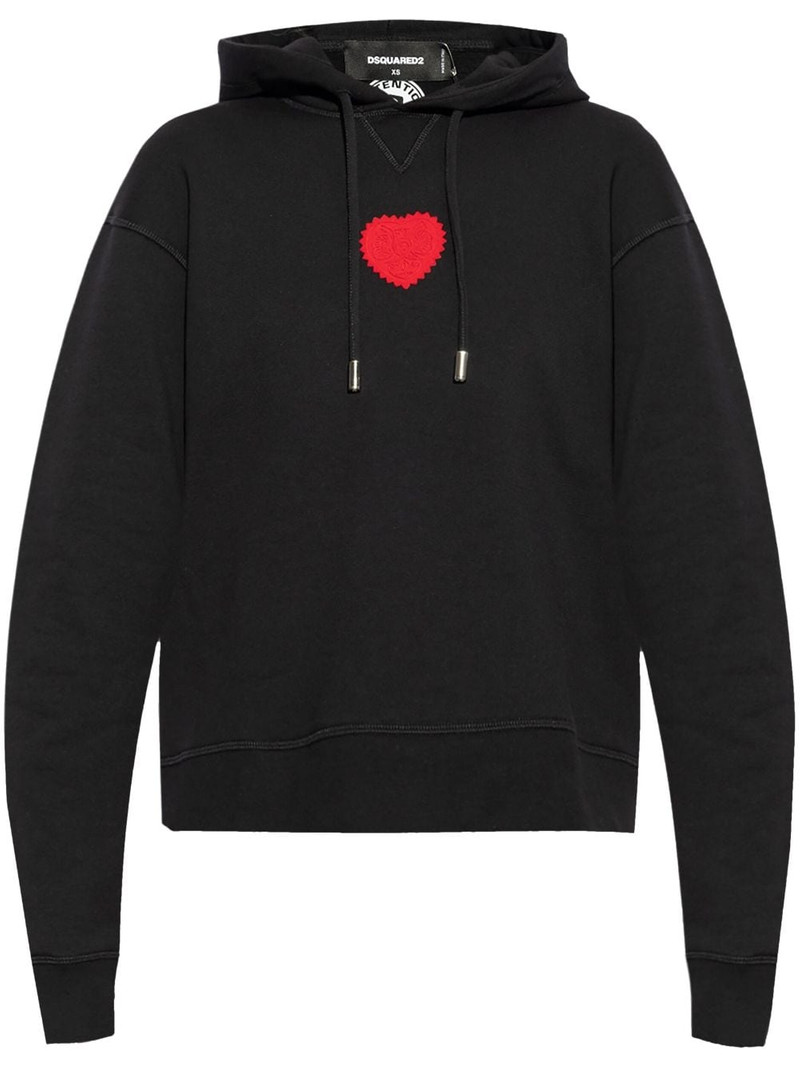 heart-patch cotton hoodie 1