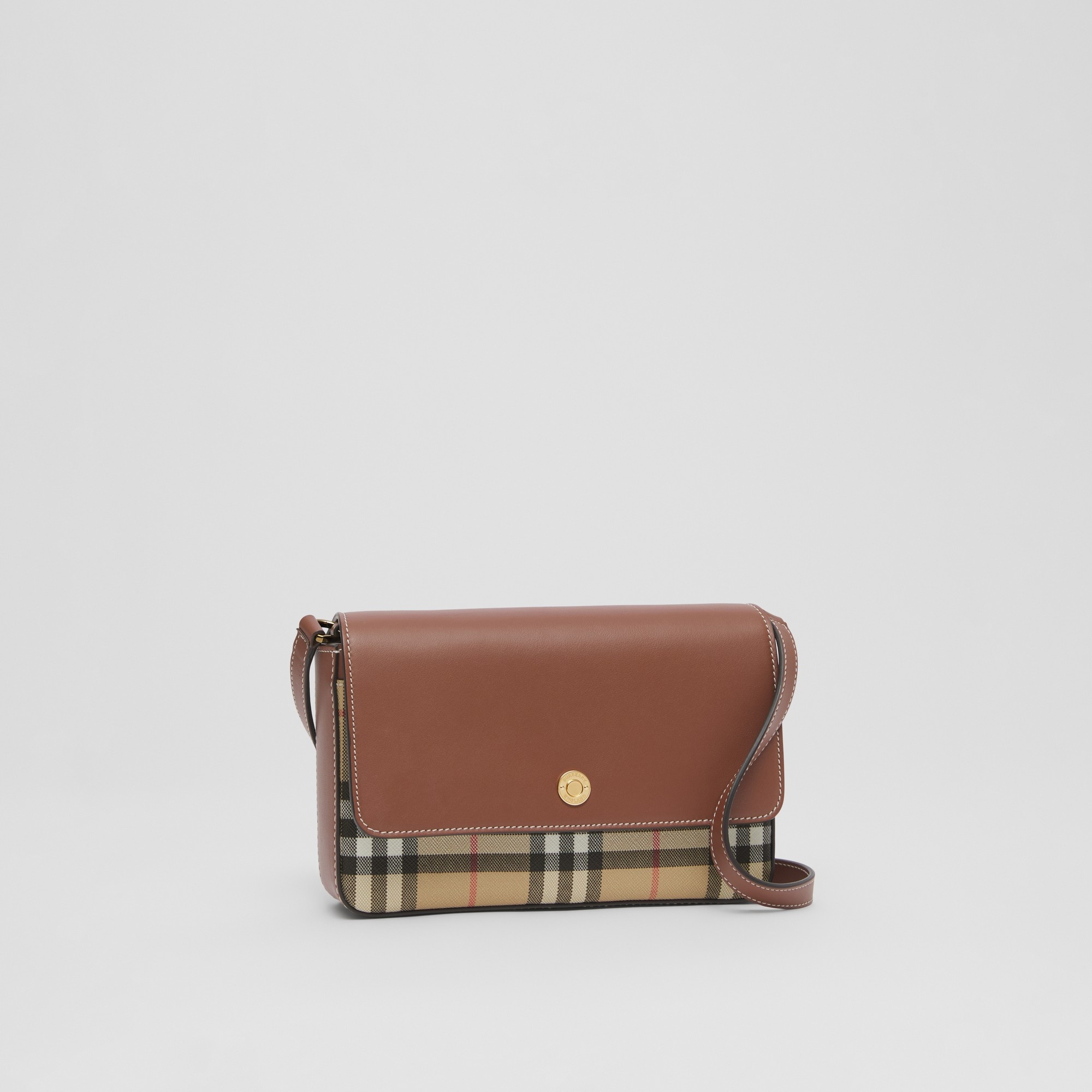 Vintage Check and Leather Penny Bag - 7