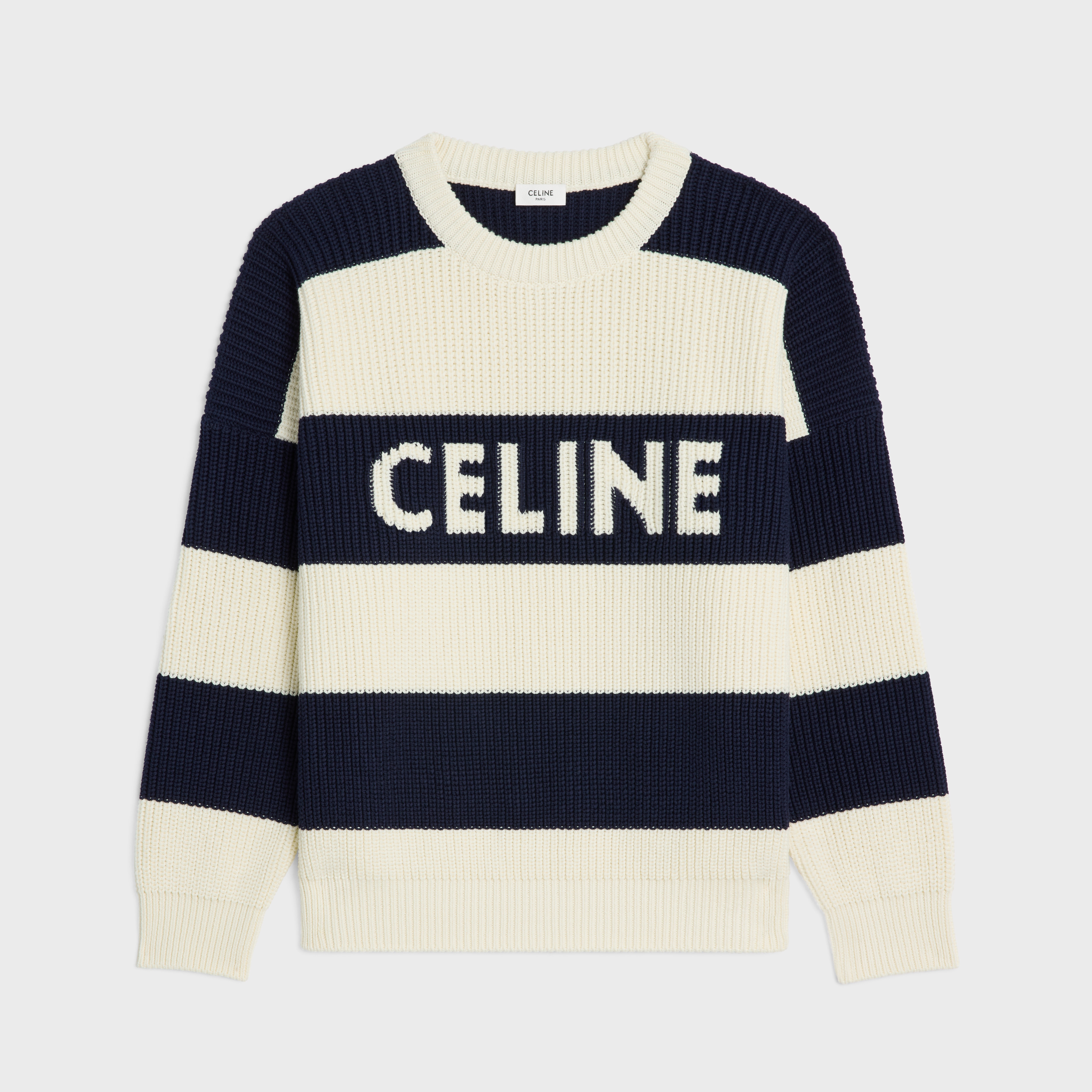 CELINE celine oversized sweater in striped cotton | REVERSIBLE