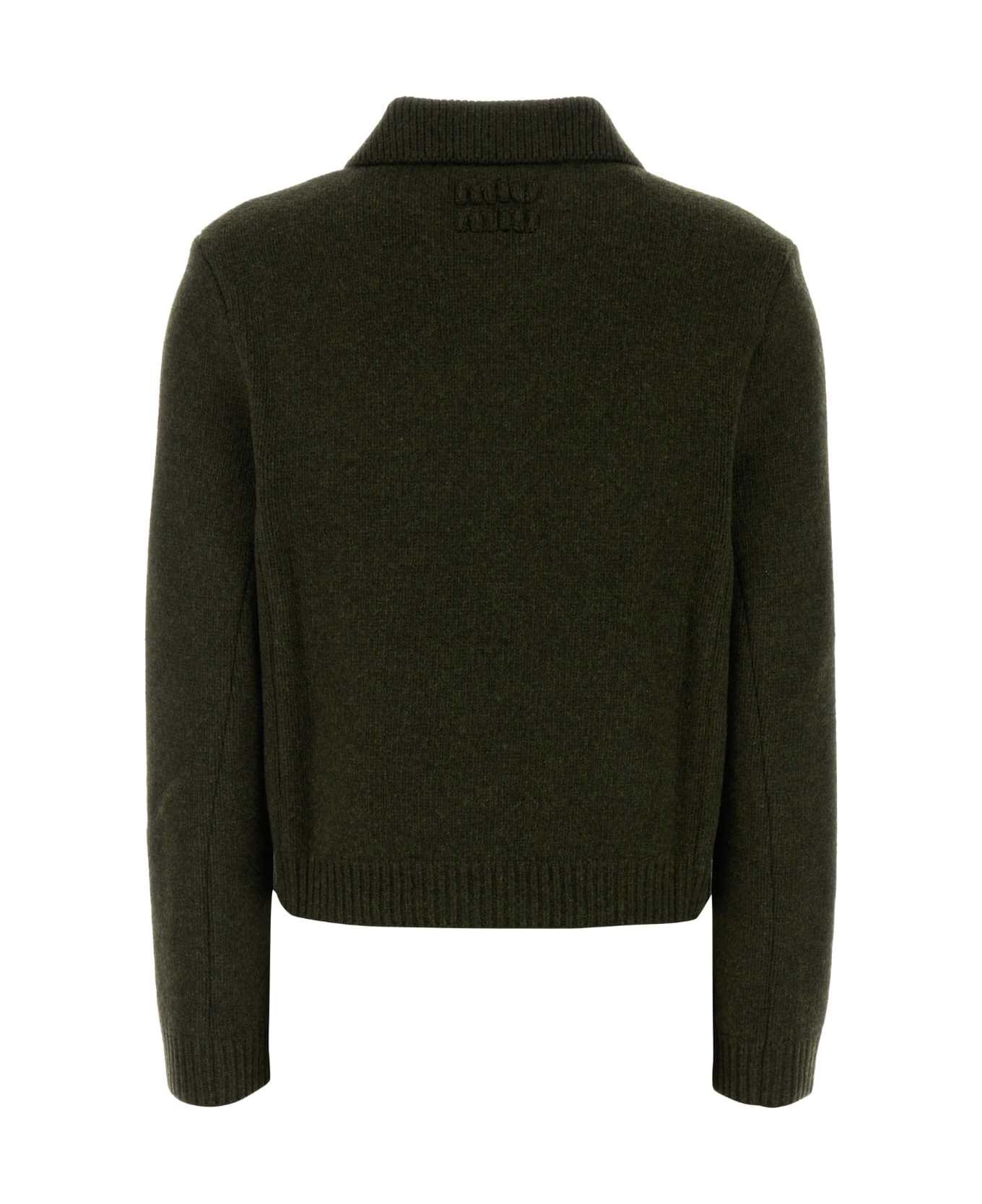 Bottle Green Wool Cardigan - 2