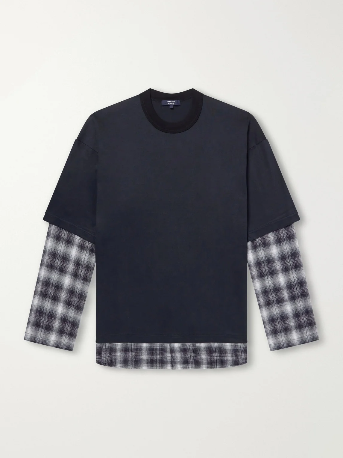 Checked Layered Cotton T-Shirt - 1
