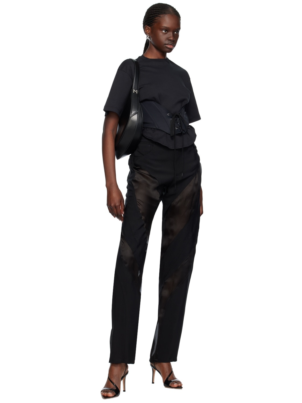 Black Lace-Up T-Shirt - 4