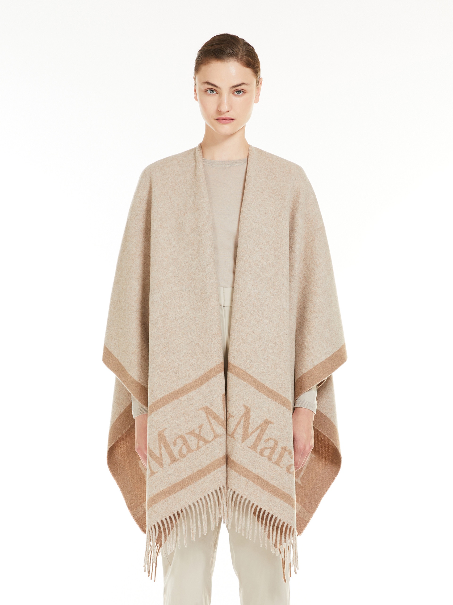 HILDE Jacquard wool poncho - 3