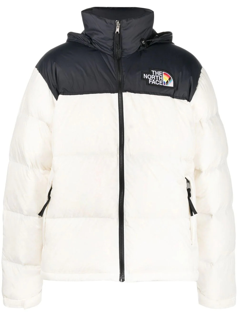 logo-patch two-tone padded jacket - 1