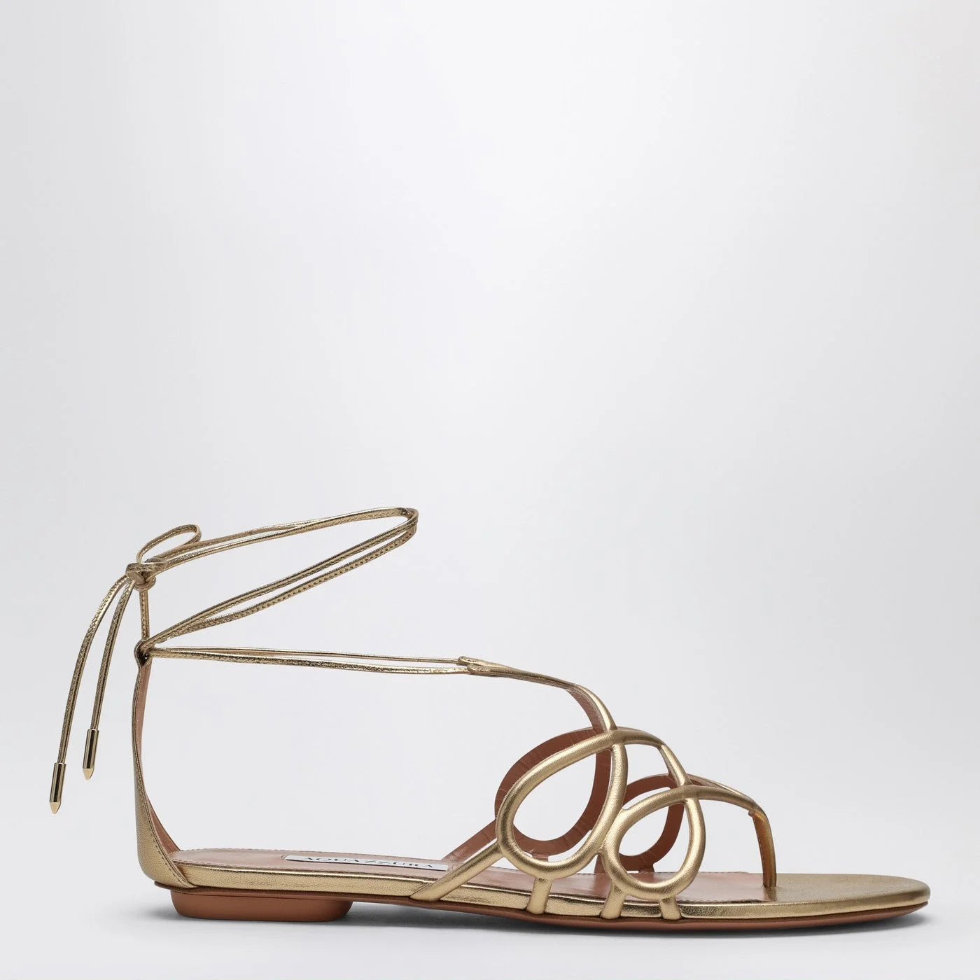 Low gold leather sandal - 1