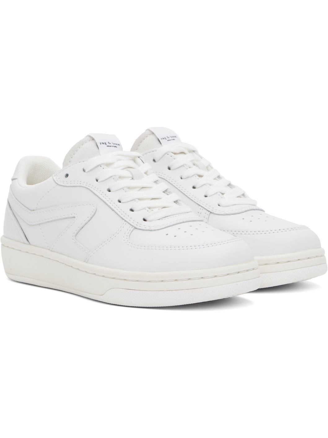 White Retro Court Sneakers - 4