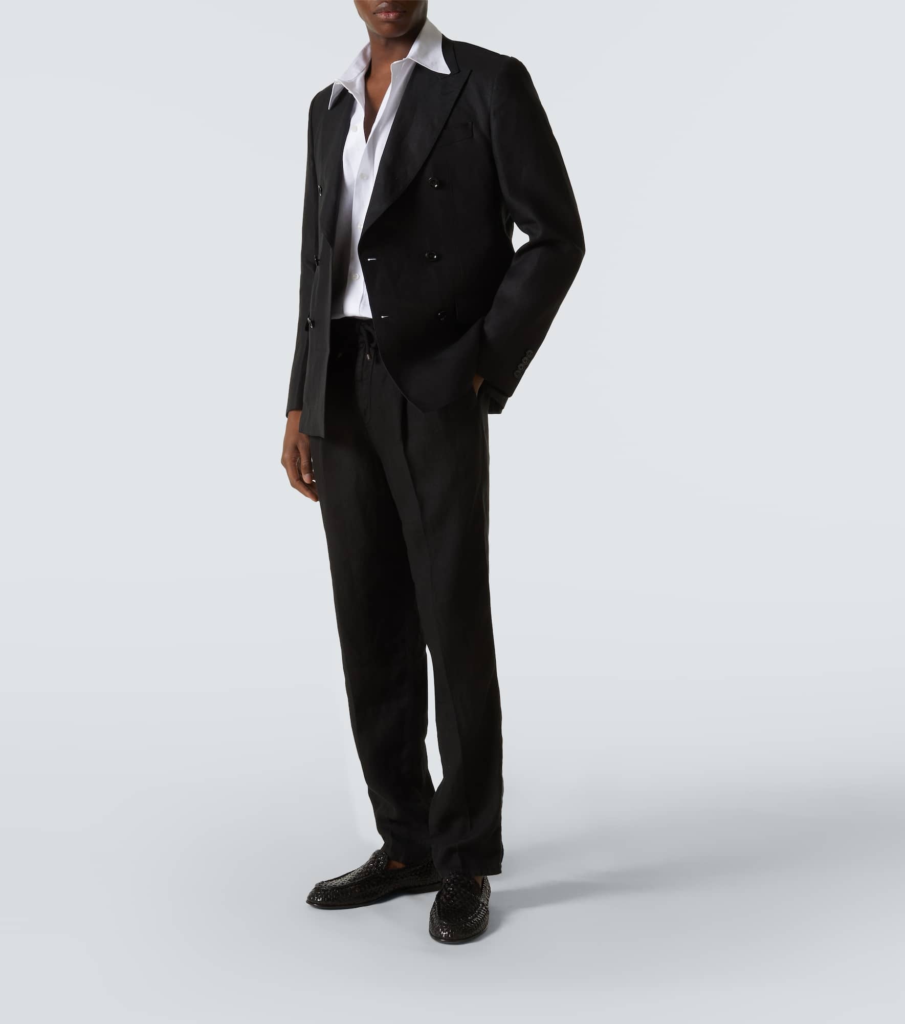 Double-breasted linen suit jacket - 2