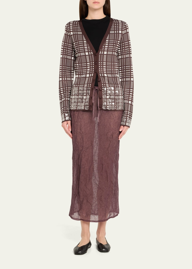 ZANKOV Elise Sequined Check V-Neck Cardigan outlook