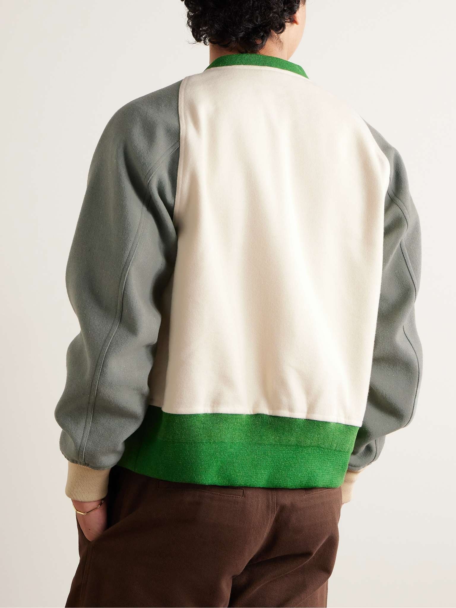 Colour-Block Logo-Appliquéd Wool and Linen-Blend Varsity Jacket - 4