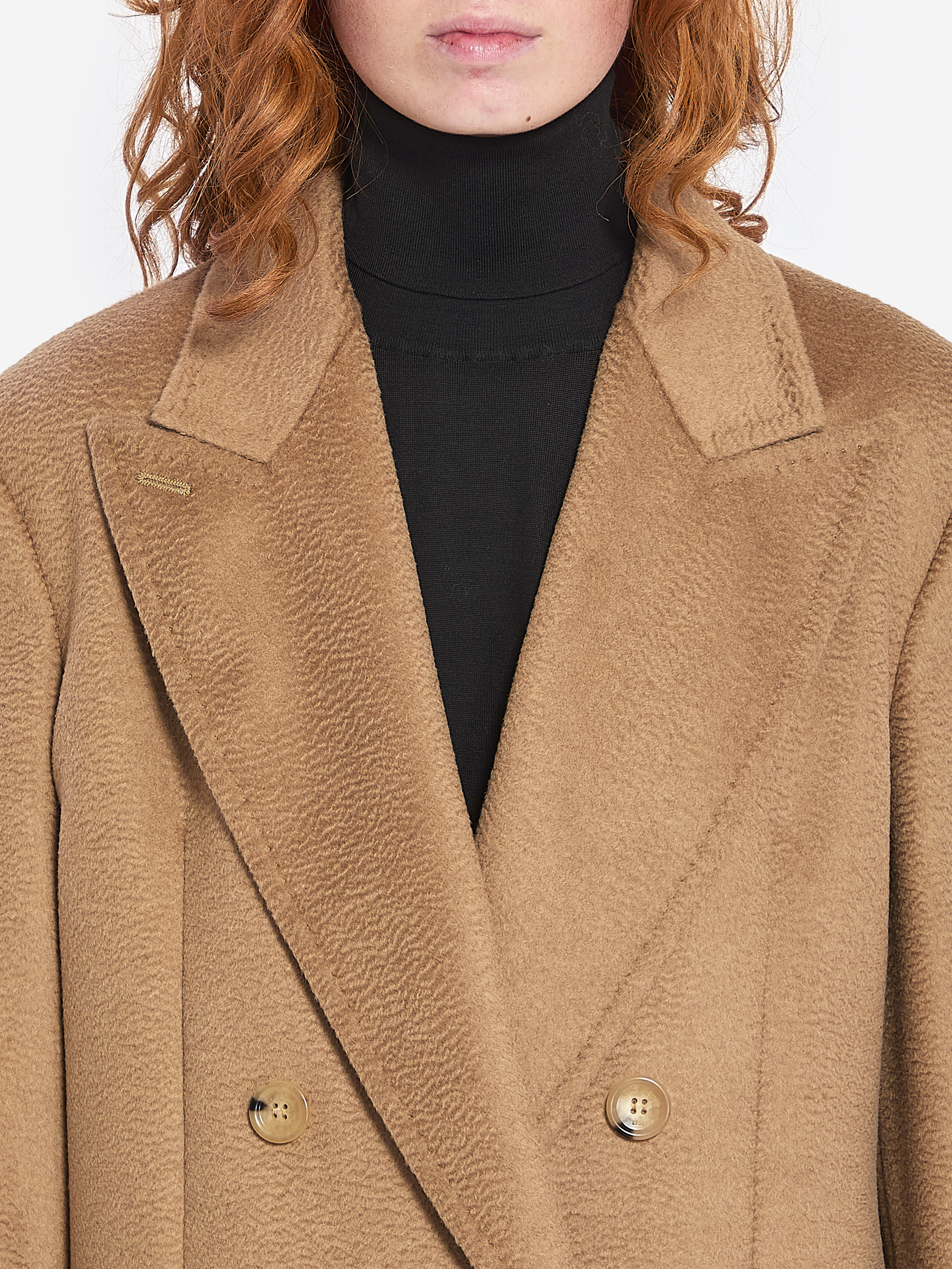 Double-breasted camel coat - 3
