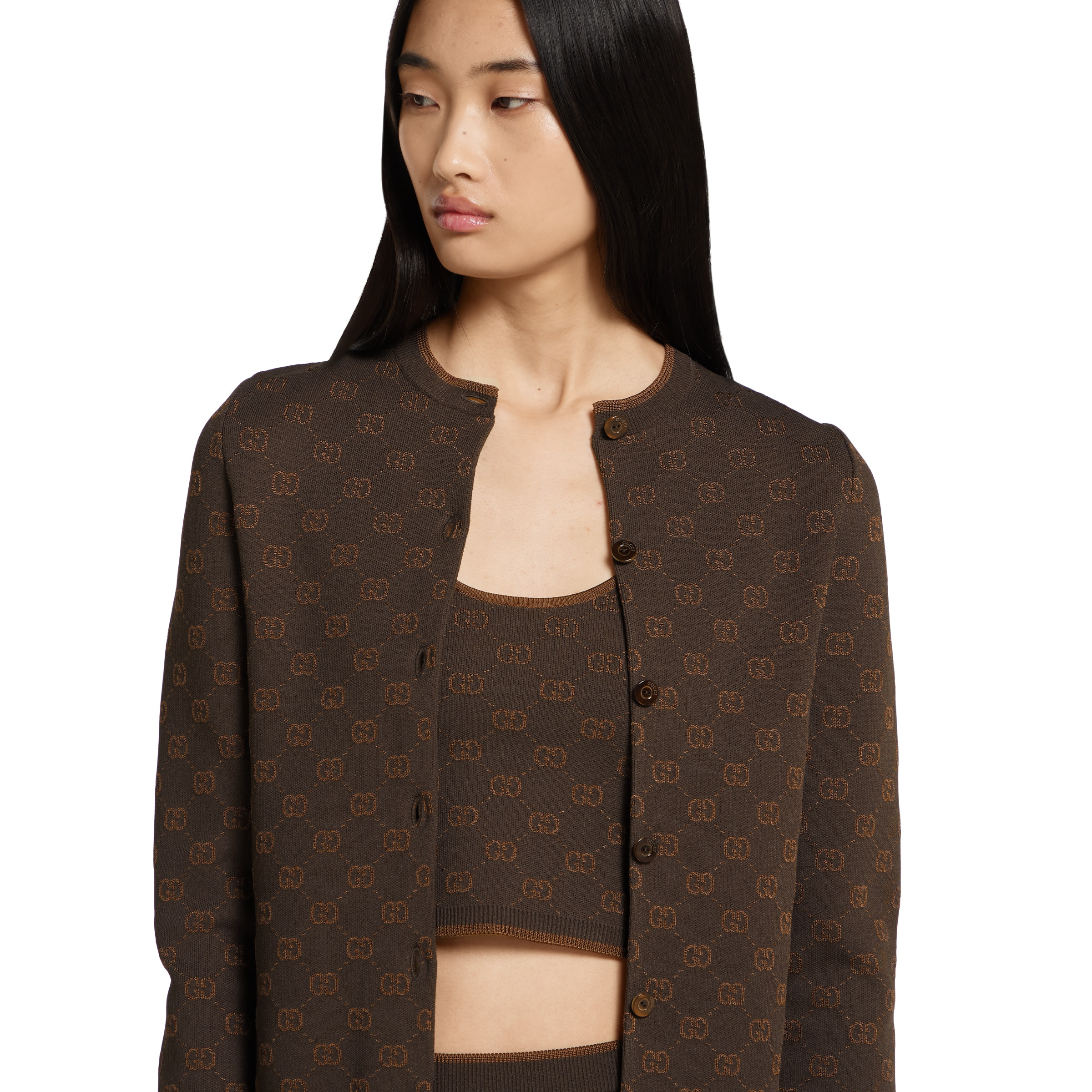 Stretch GG viscose jacquard cardigan - 5