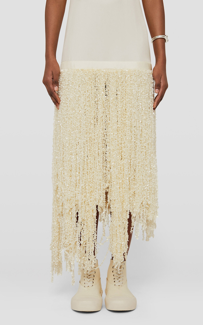 Sequin Fringed Midi Dress ivory 7