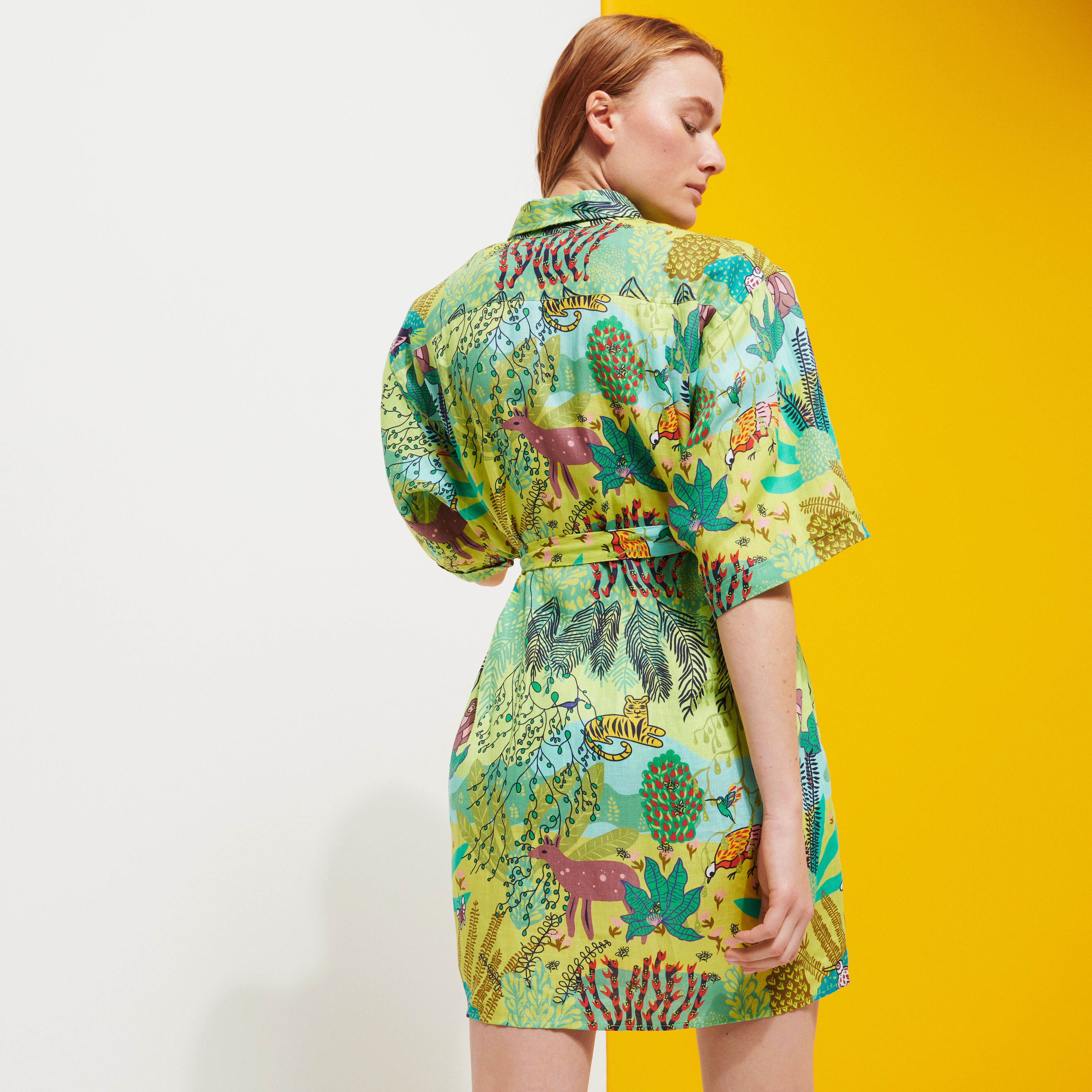 Women Linen Shirt Dress Jungle Rousseau - 4