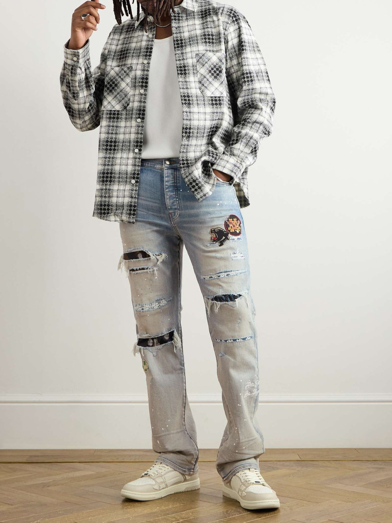 AMIRI Skinny-Fit Appliquéd Distressed Paint-Splattered Jeans outlook