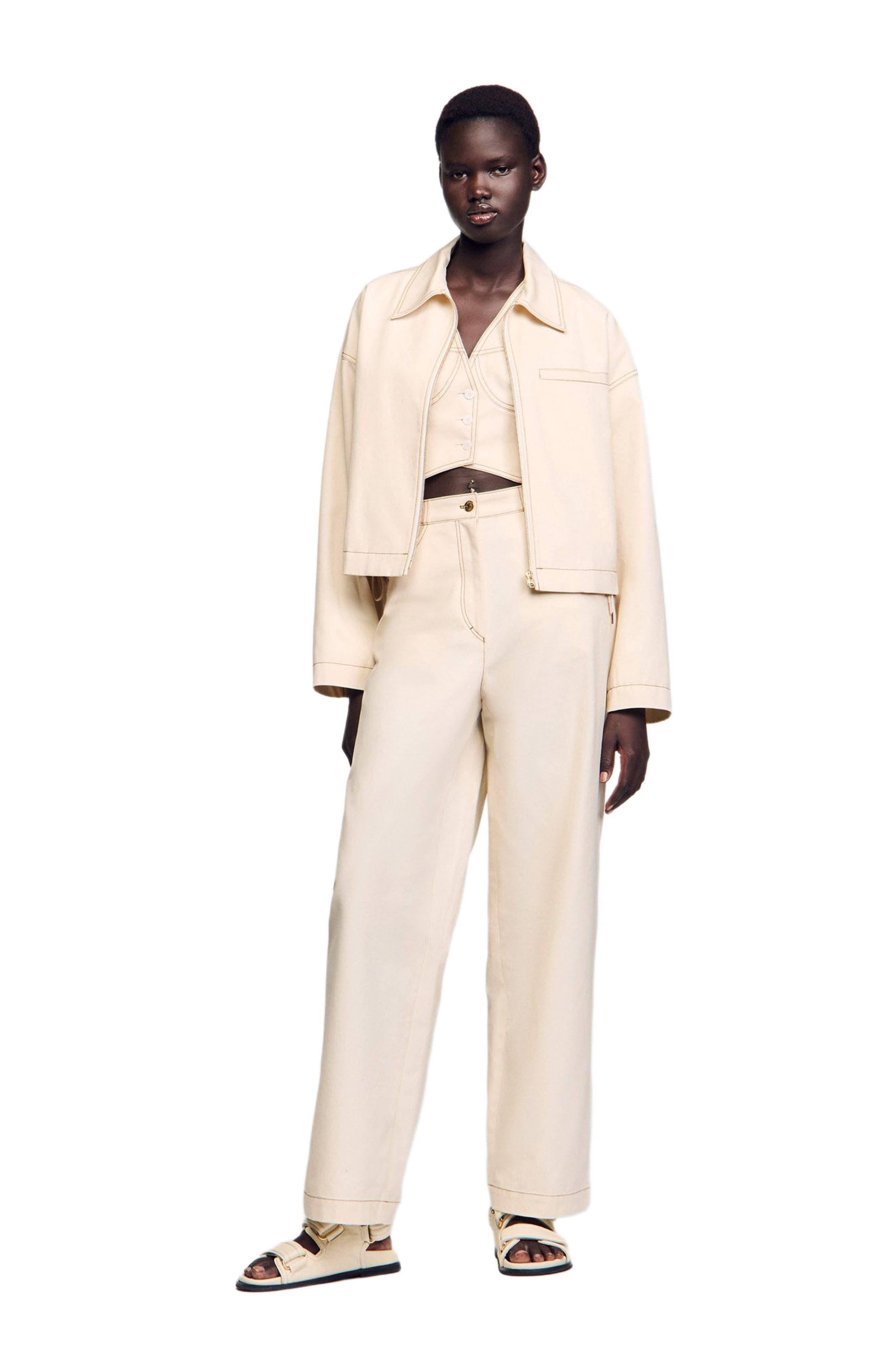 SANDRO Denim lace-up jacket at Nordstrom - 6