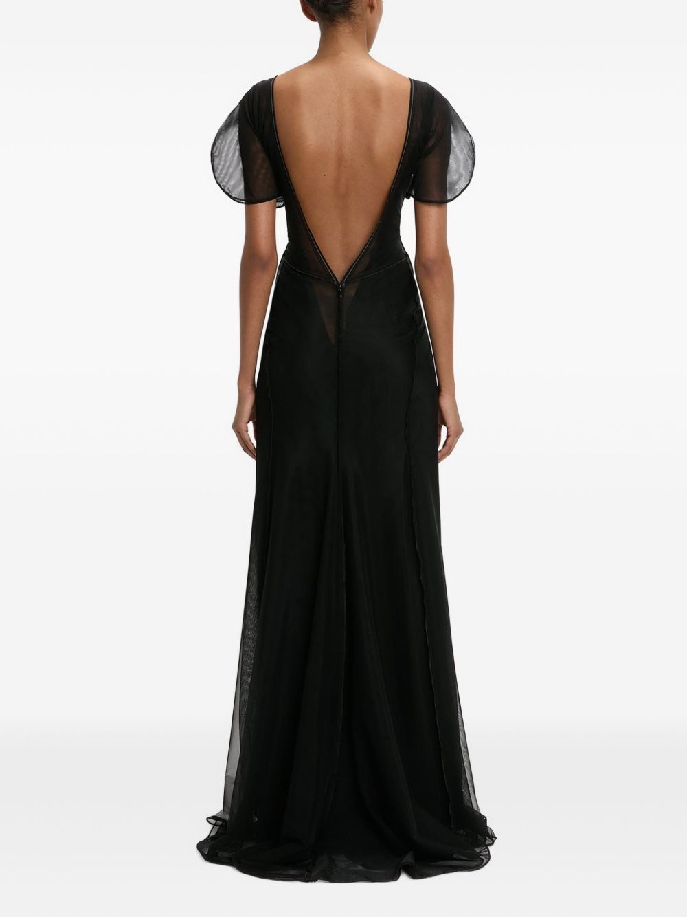 sheer-overlay dress - 4