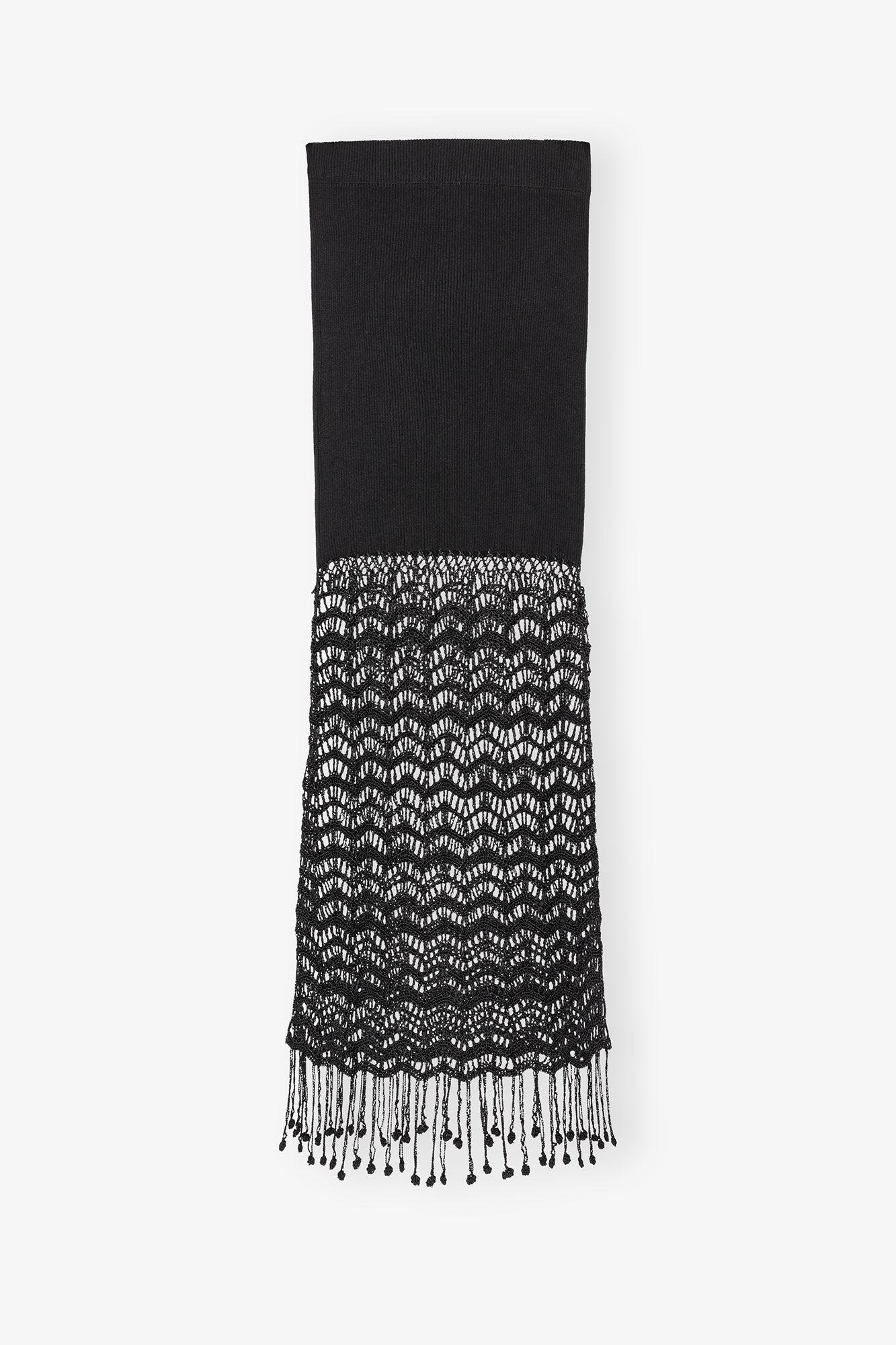 BLACK SHINY CROCHET SKIRT - 6
