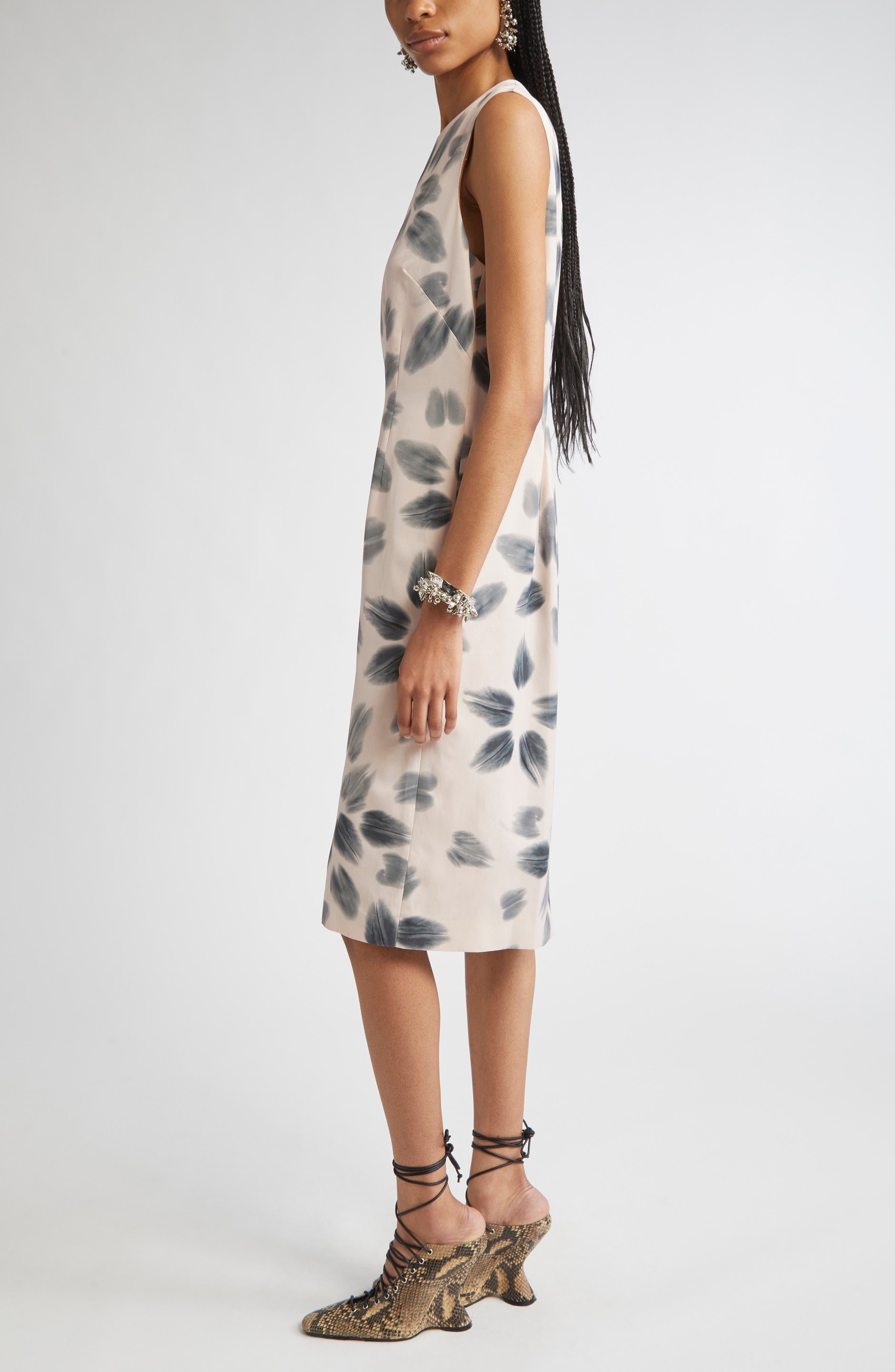Dries Van Noten Delavina Orchid Petal Print Sheath Dress in Blush at Nordstrom - 3