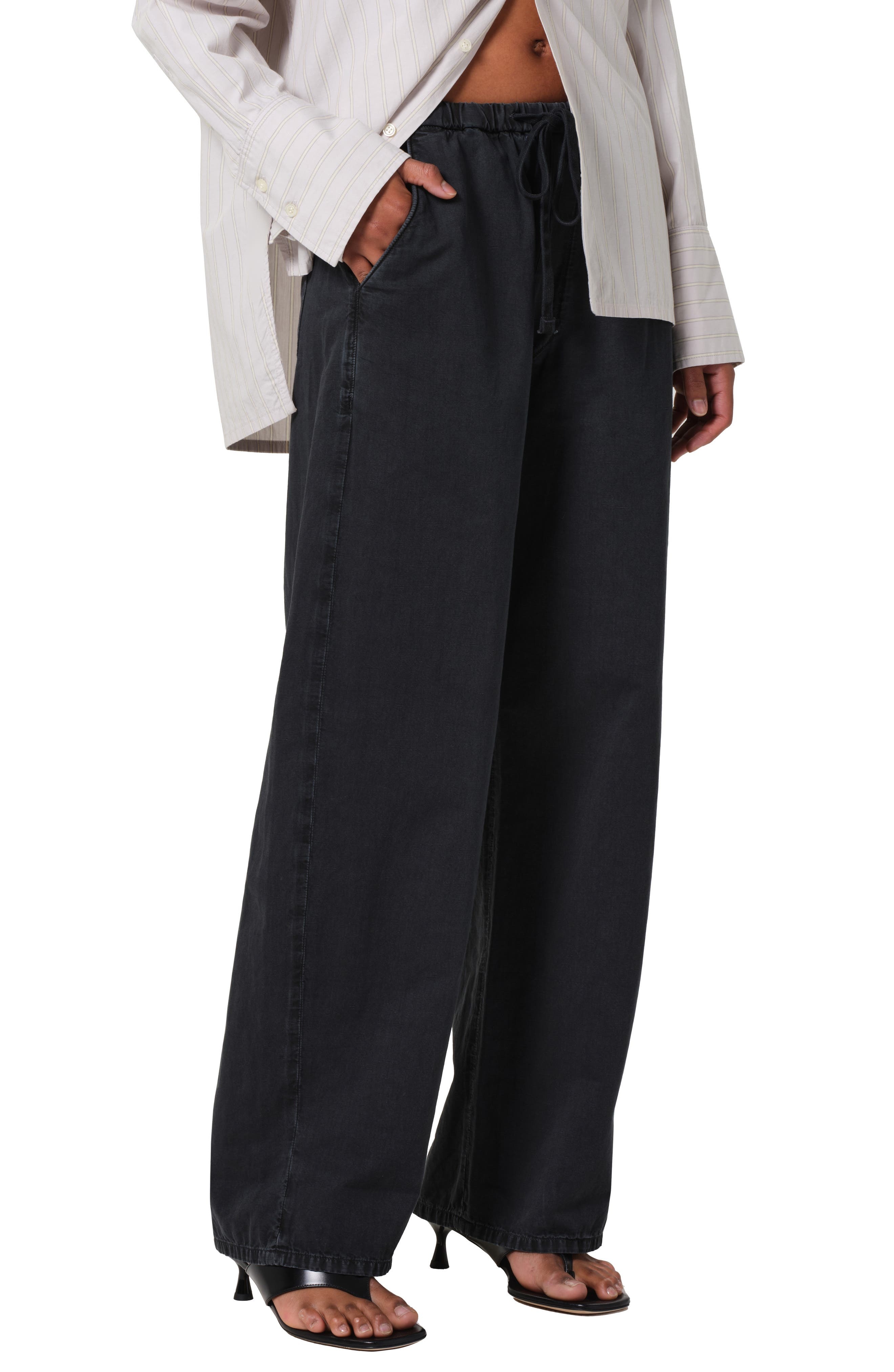 Citizens of Humanity Ayla Pull-On Cotton & Hemp Pants in Washed Black at Nordstrom - 3