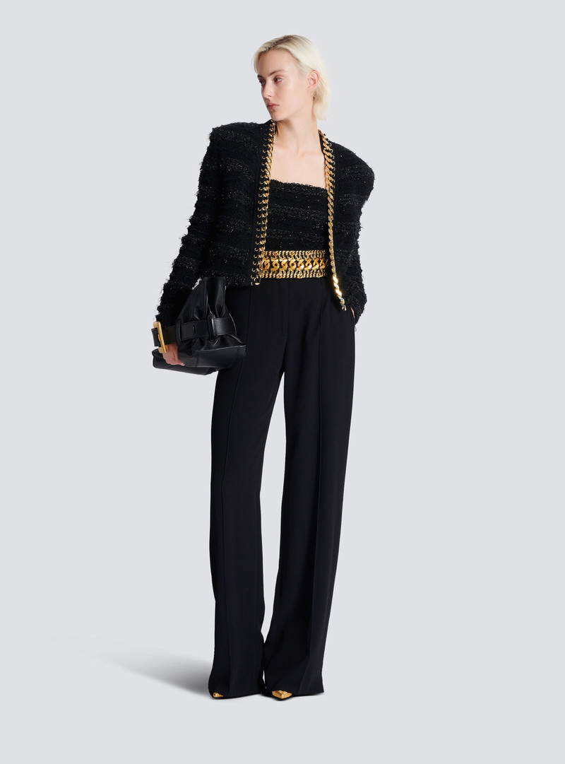 Balmain Edge-to-edge knit jacket with chain outlook