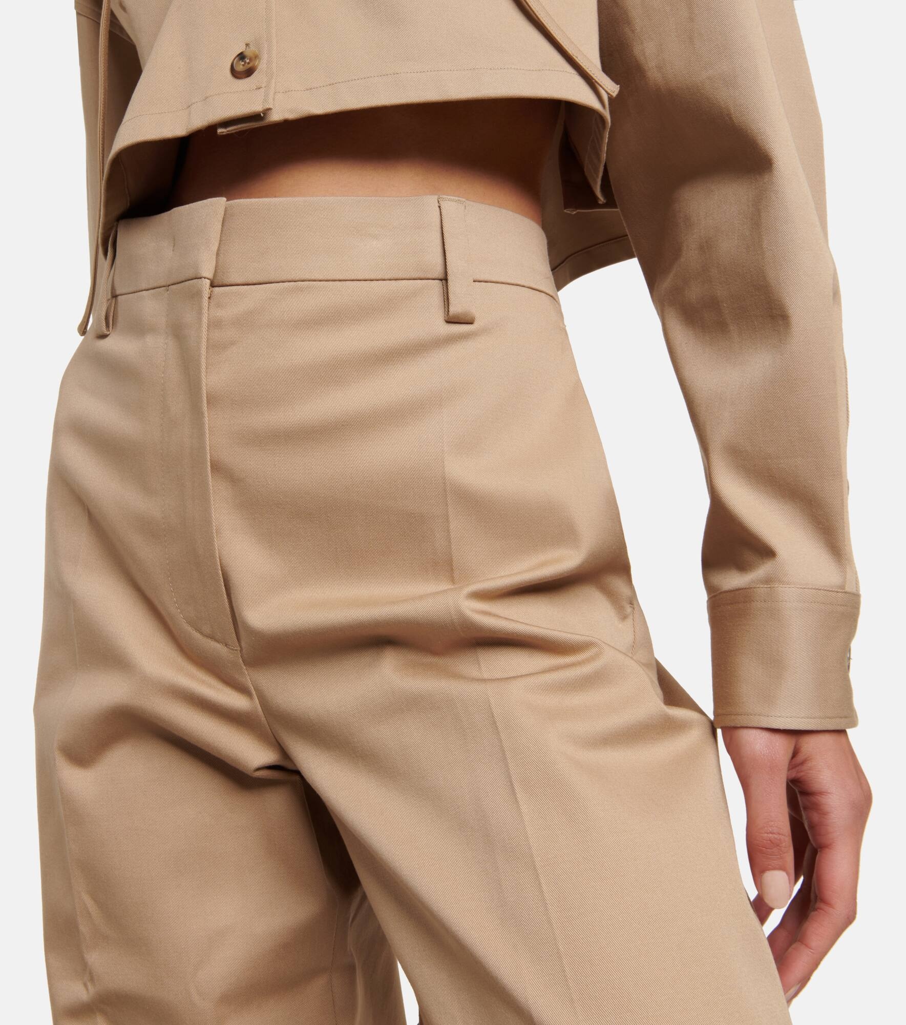 High-rise cotton-blend pants - 4