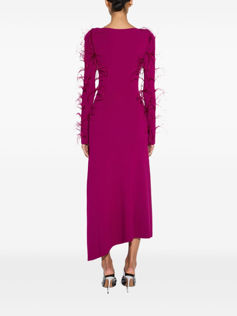 feather-detail midi dress - 3