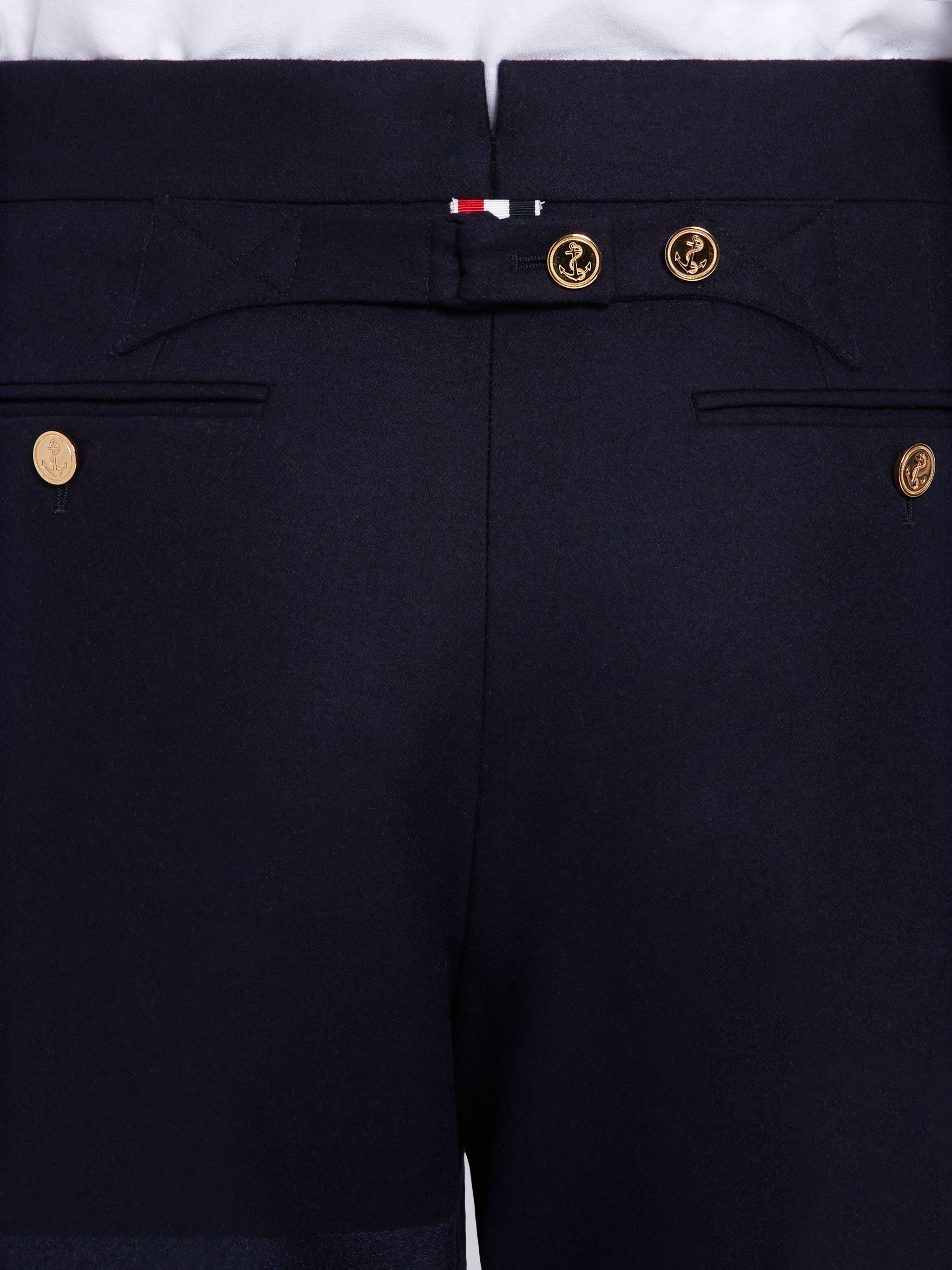 Navy Cashmere Wool Flannel Classic Tonal 4-Bar Trouser - 6