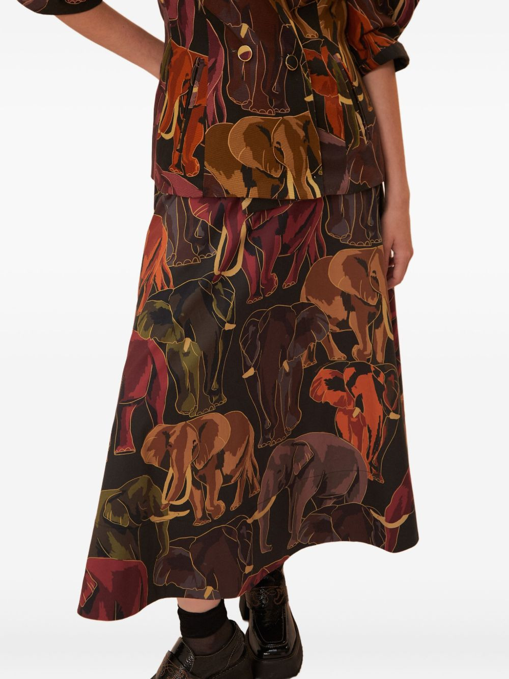 elephant-print midi skirt - 4