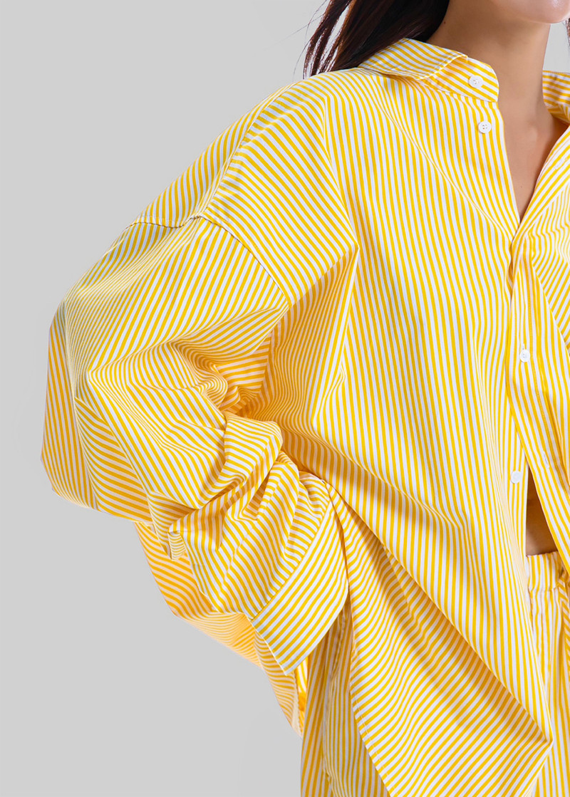 Rimini Oversized Poplin Shirt - Yellow/White Stripe 13