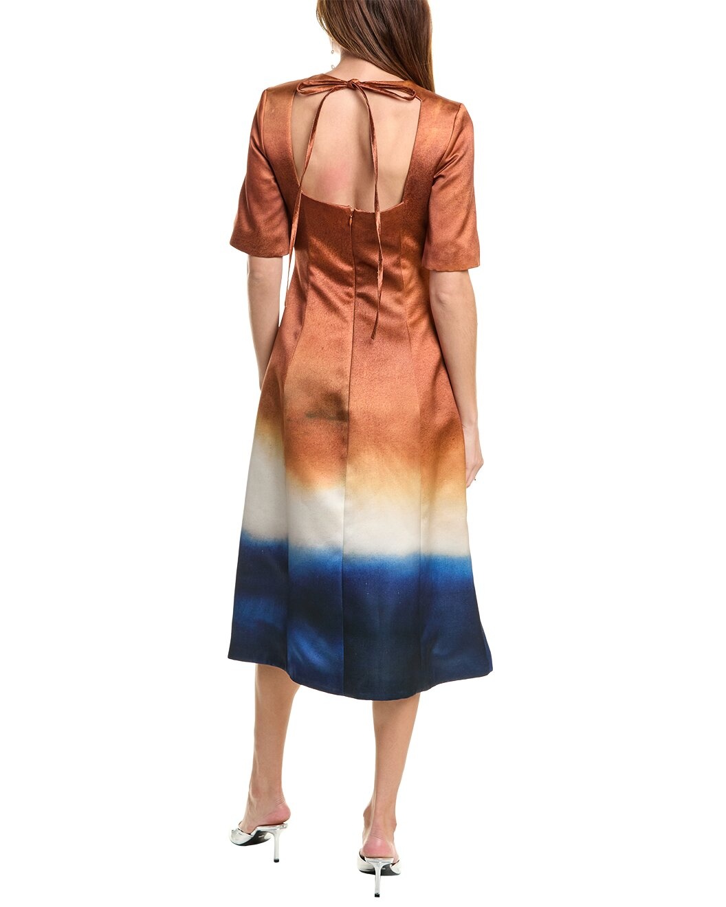 Oscar de la Renta Abstract Ombre Silk-Lined Midi Dress - 2