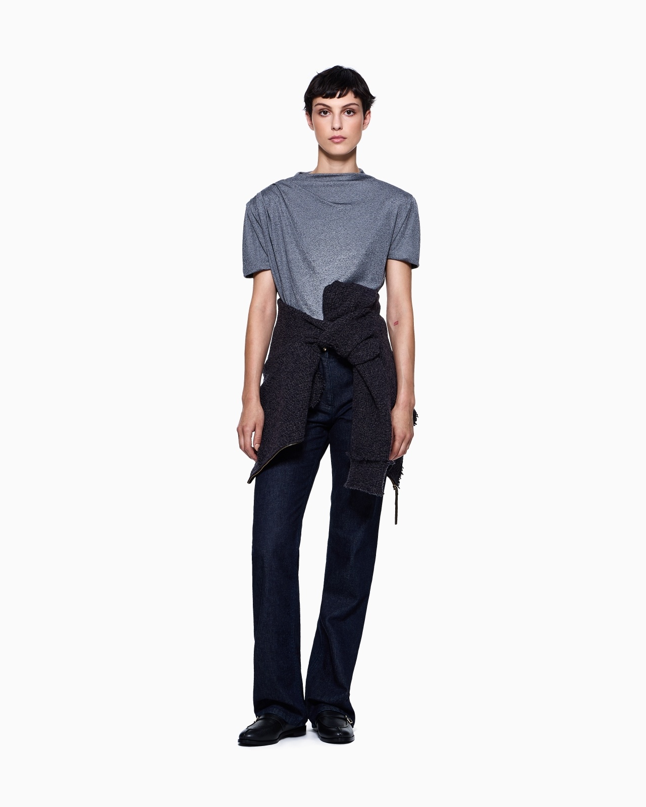 DENIM COLLECTION FIVE-POCKET FLARED TROUSERS IN STRETCH DENIM - 2