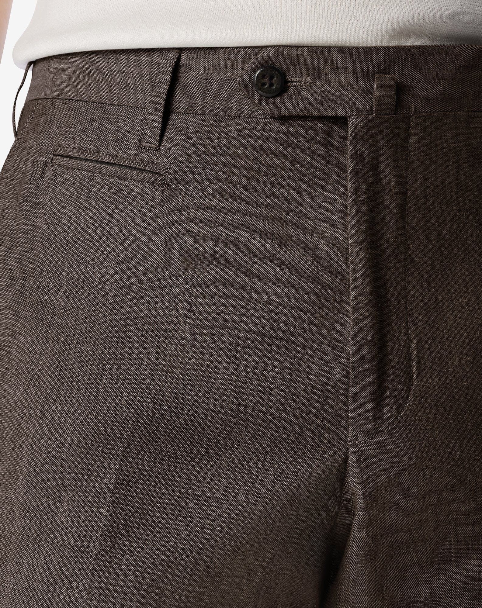 Brown wool and linen chambray trousers - 4
