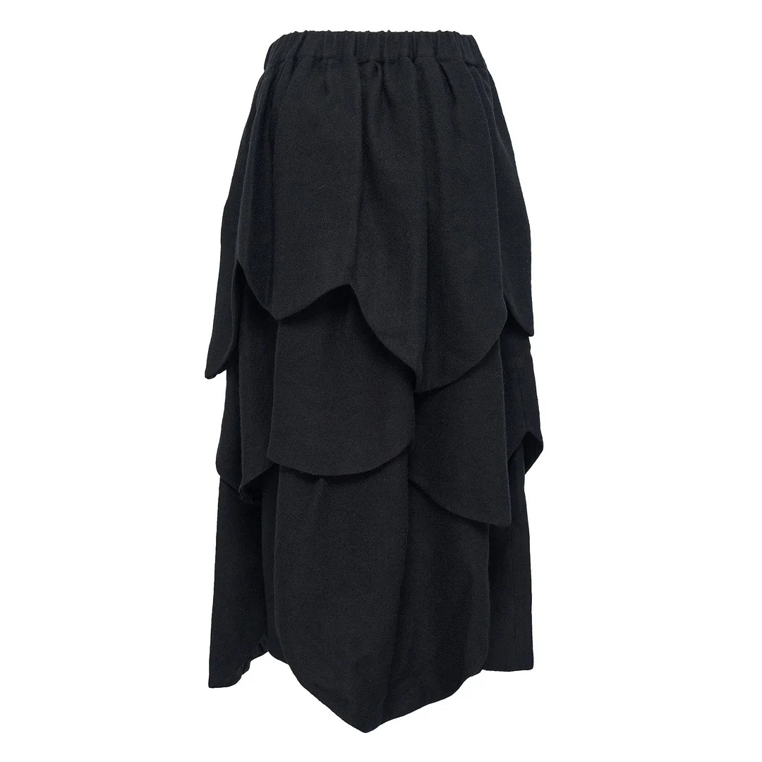 Herringbone Pattern Wool Mille Skirt - 2
