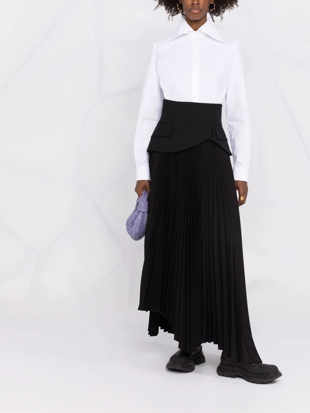 oversized pointed-collar button-front shirt - 2