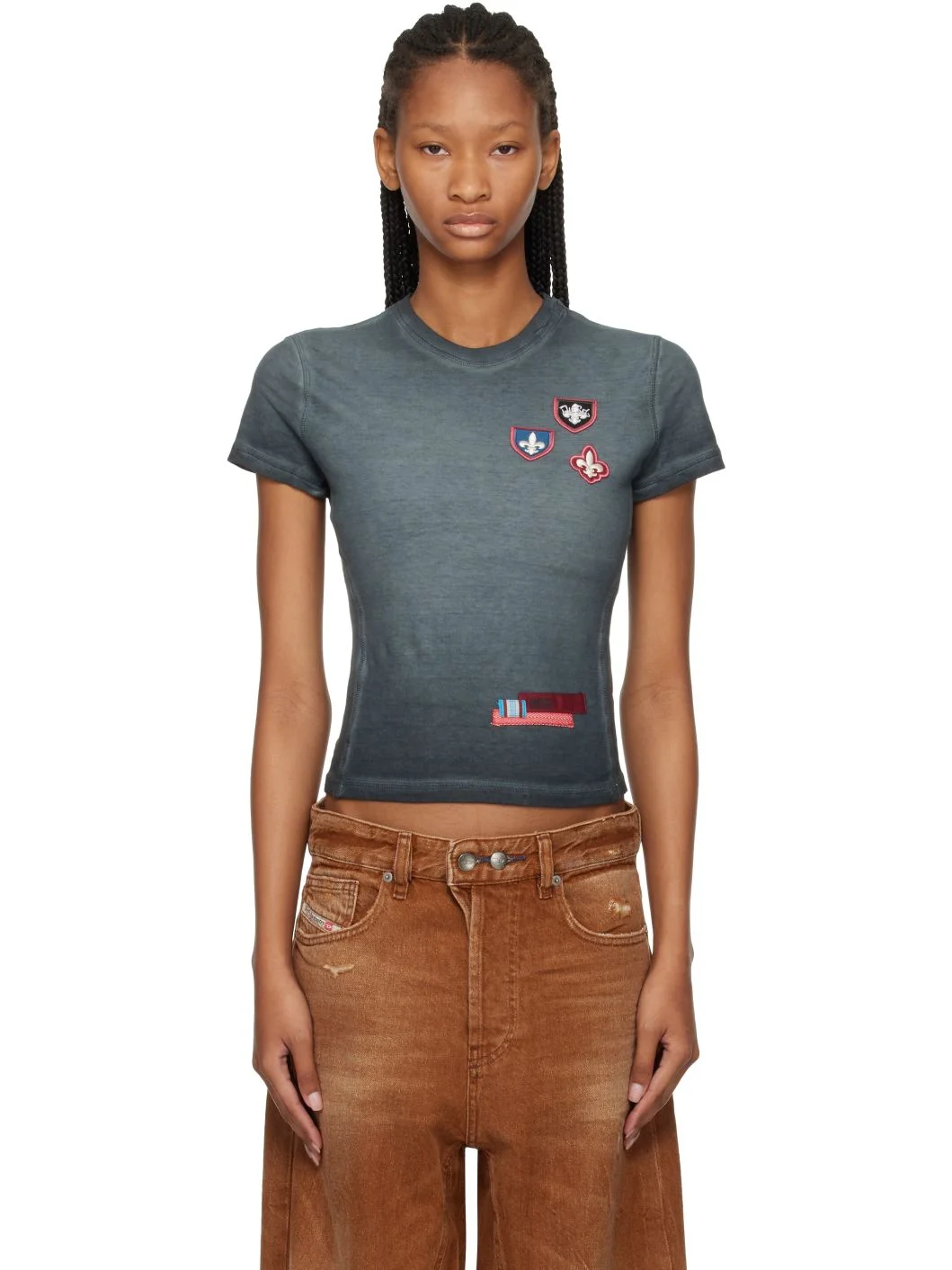 Gray Patches & Microwaffle Sides T-shirt - 1