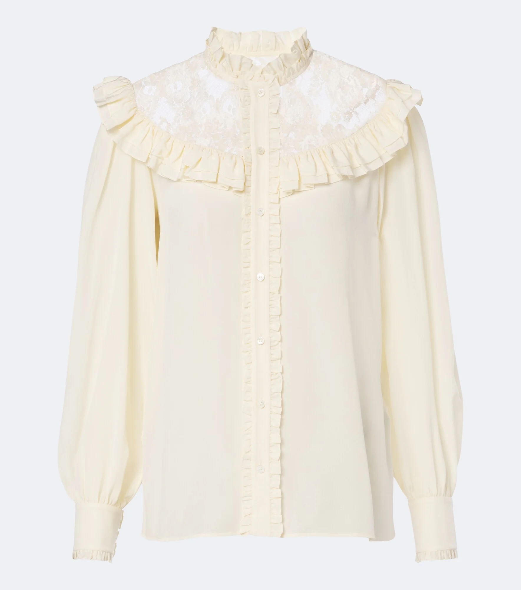 Lace-trimmed silk crêpe de chine blouse - 1