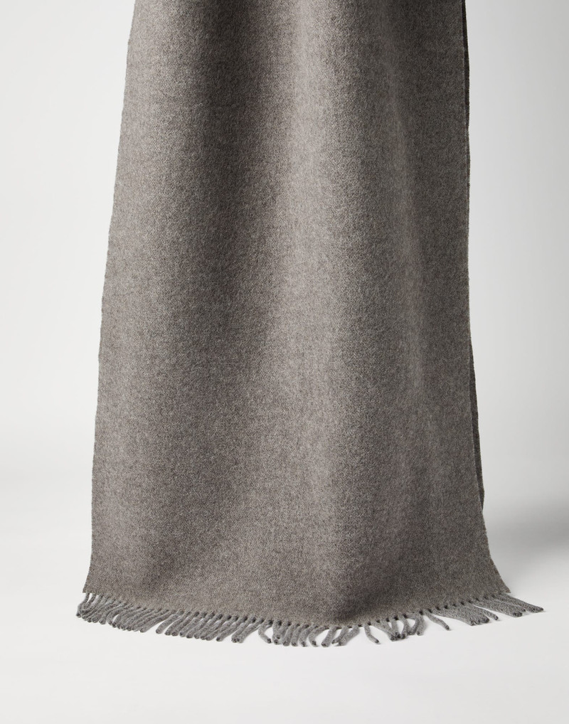 Hooded wool and cashmere knit scarf 1