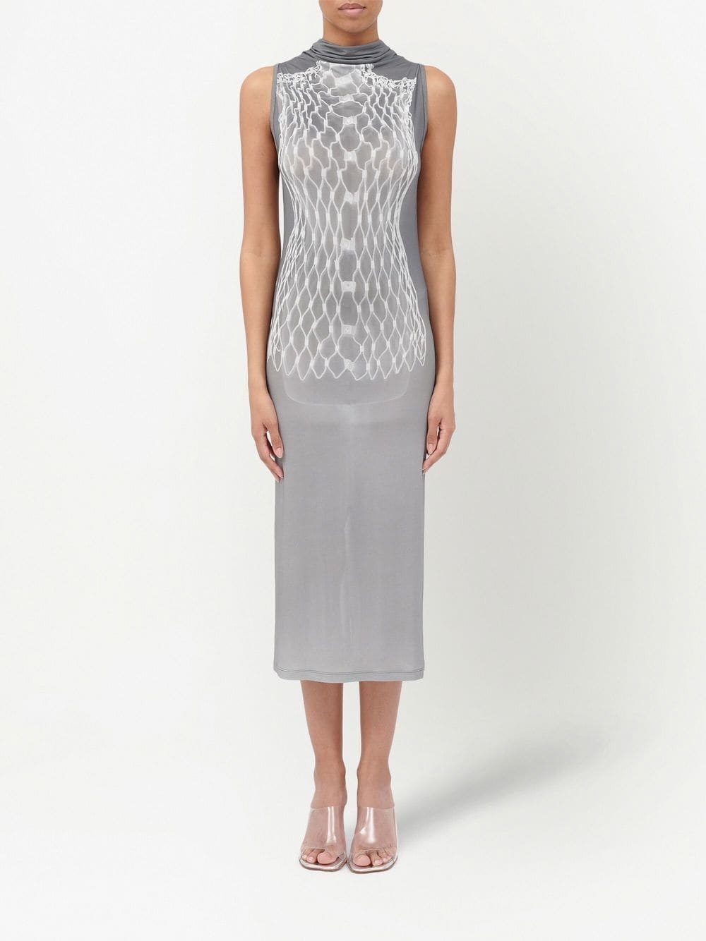 graphic rear-drape midi dress - 2