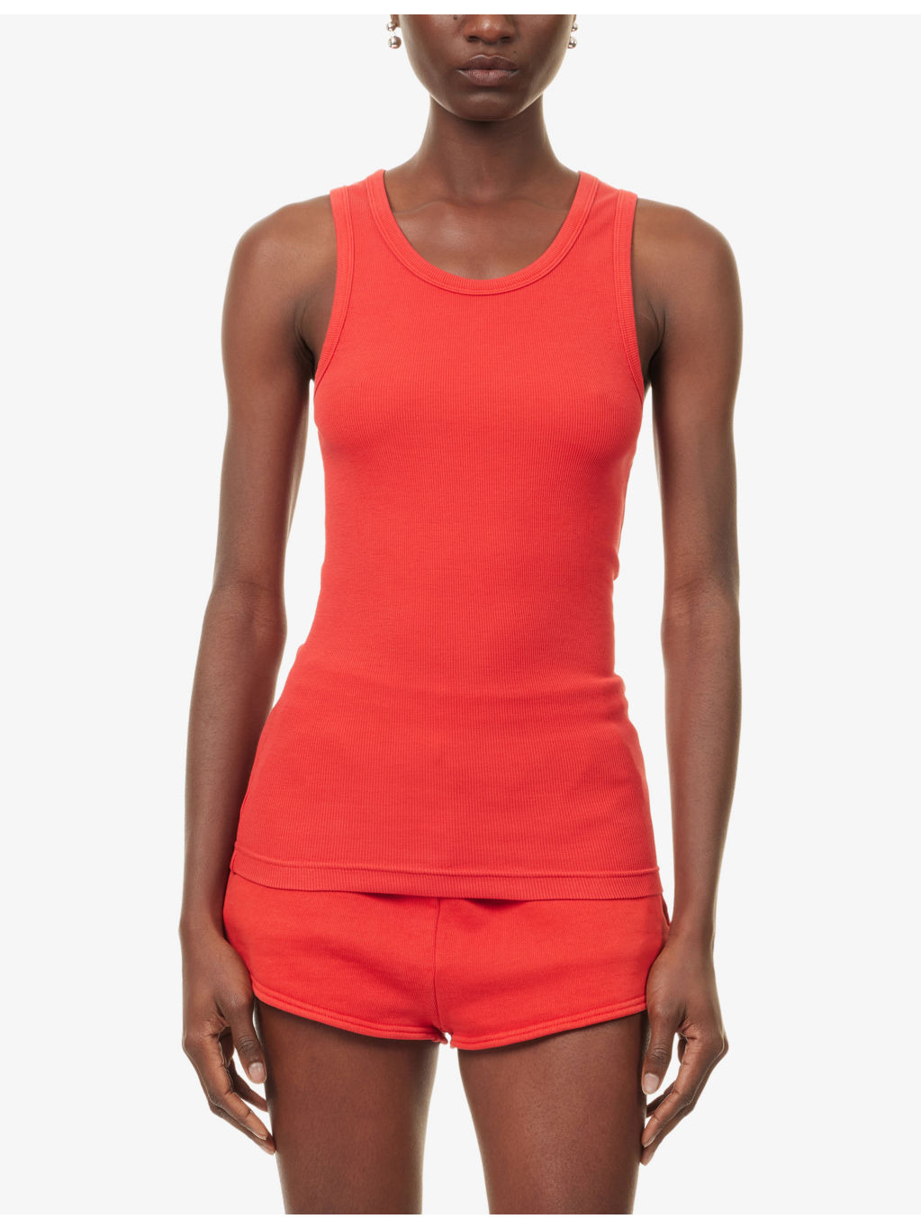 Rib Sleveeless Stretch-Cotton Top - 3