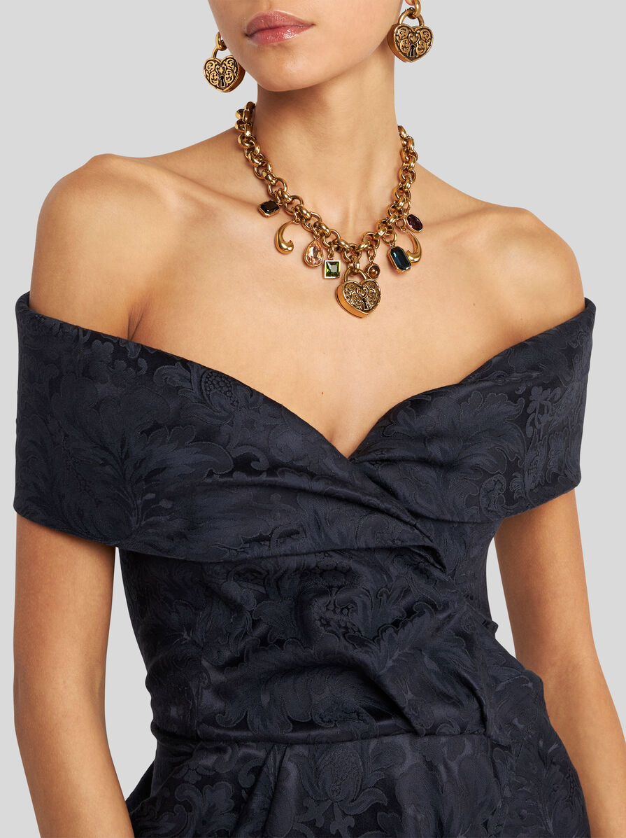 SILK-BLEND JACQUARD EVENING DRESS - 2