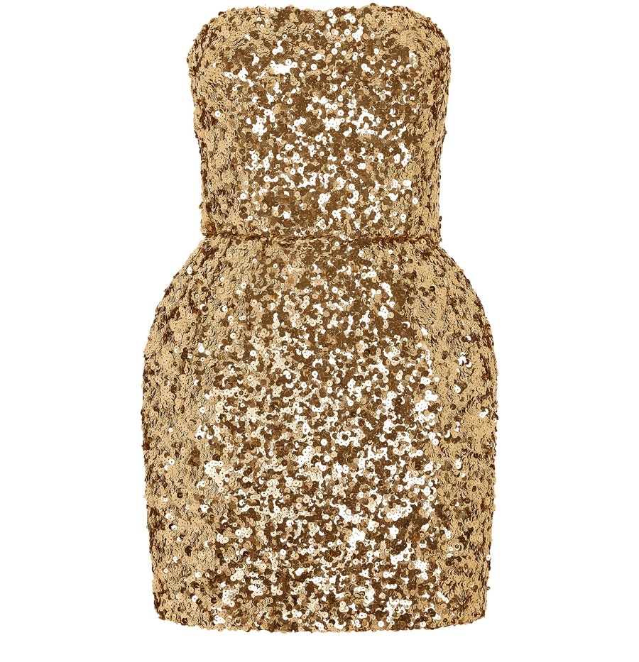 Short sequined strapless dress - 1