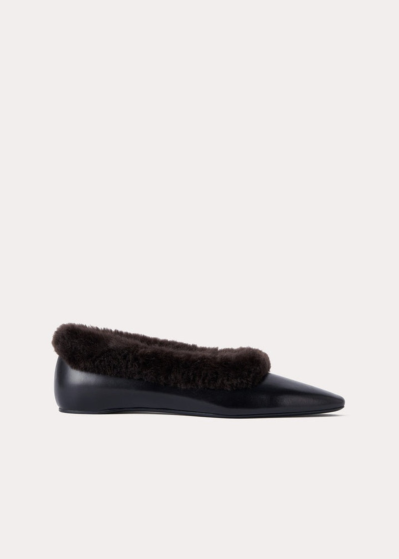 The Faux Fur Trim Ballerina black 1