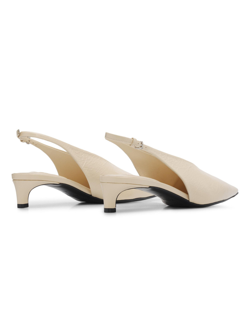 Women's 35MM Leather Slingback Kitten Heels - Bone 3