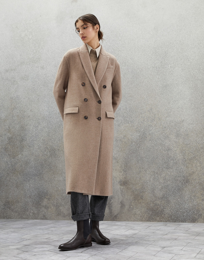 Hand-crafted coat in cozy cashmere double cloth with monili 1