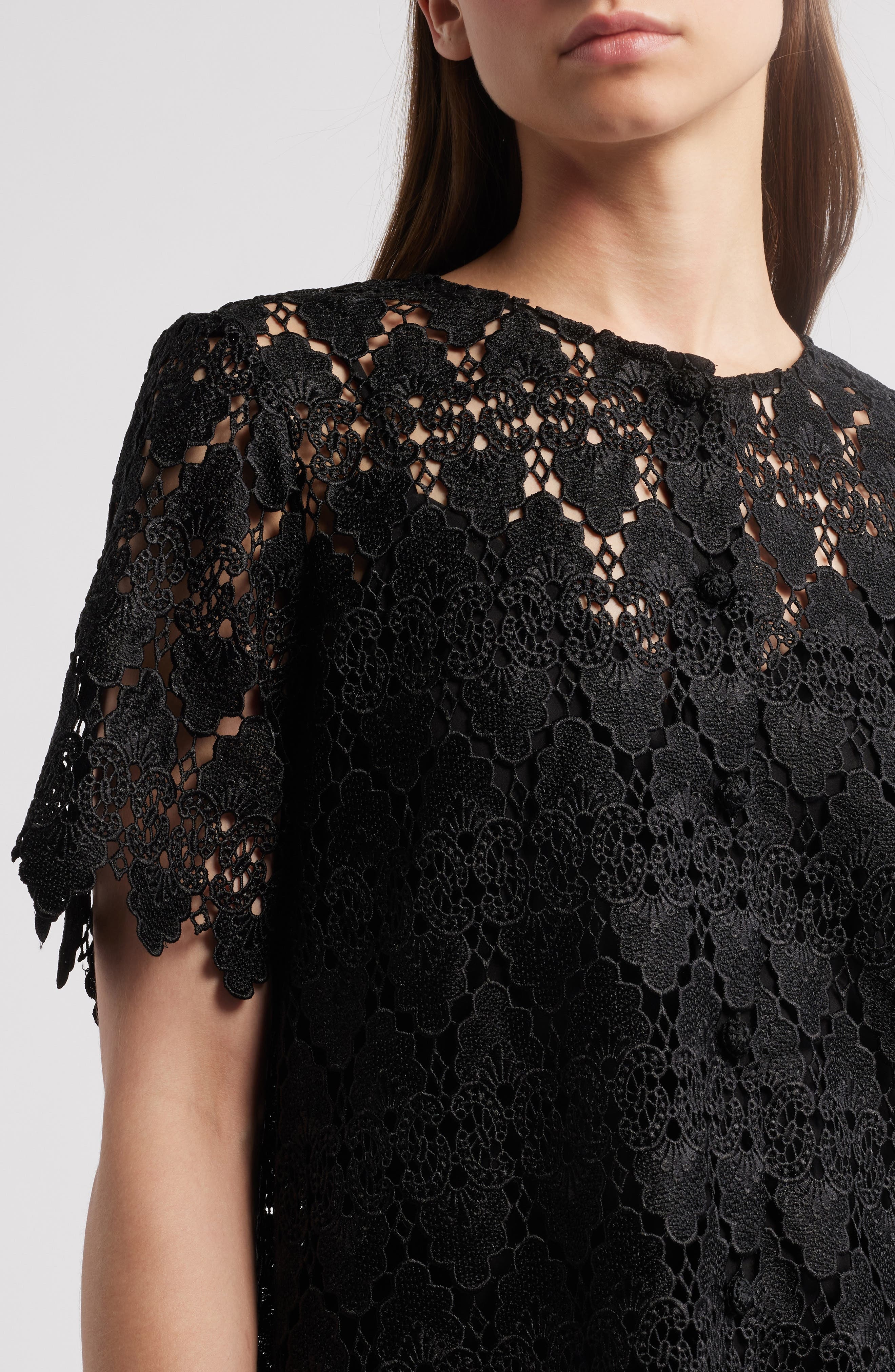 FRAME The Lace Button Front Top in Black at Nordstrom - 4