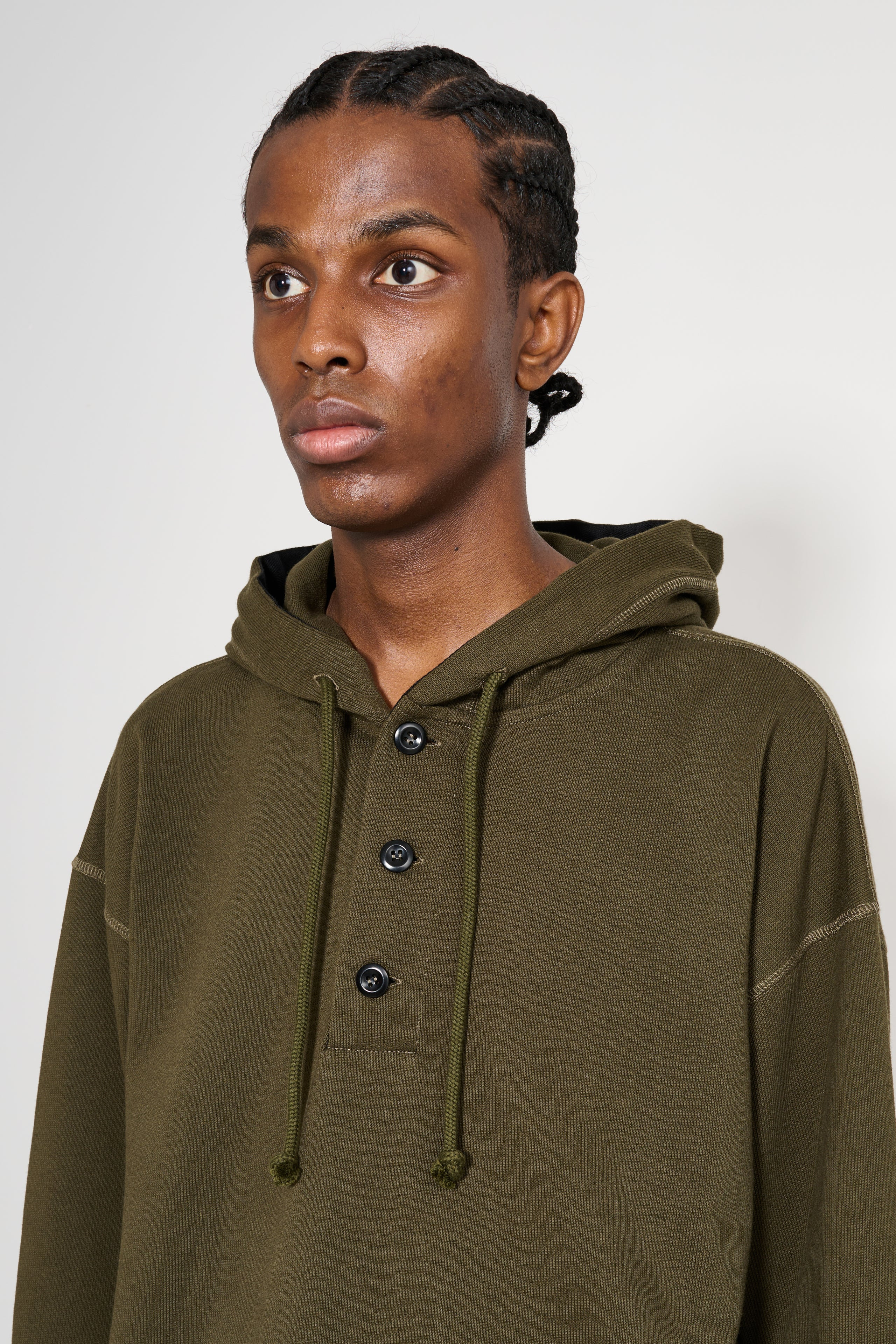 MARGARET HOWELL MHL BUTTON HOODIE OPEN END JERSEY SEAWEED - 5