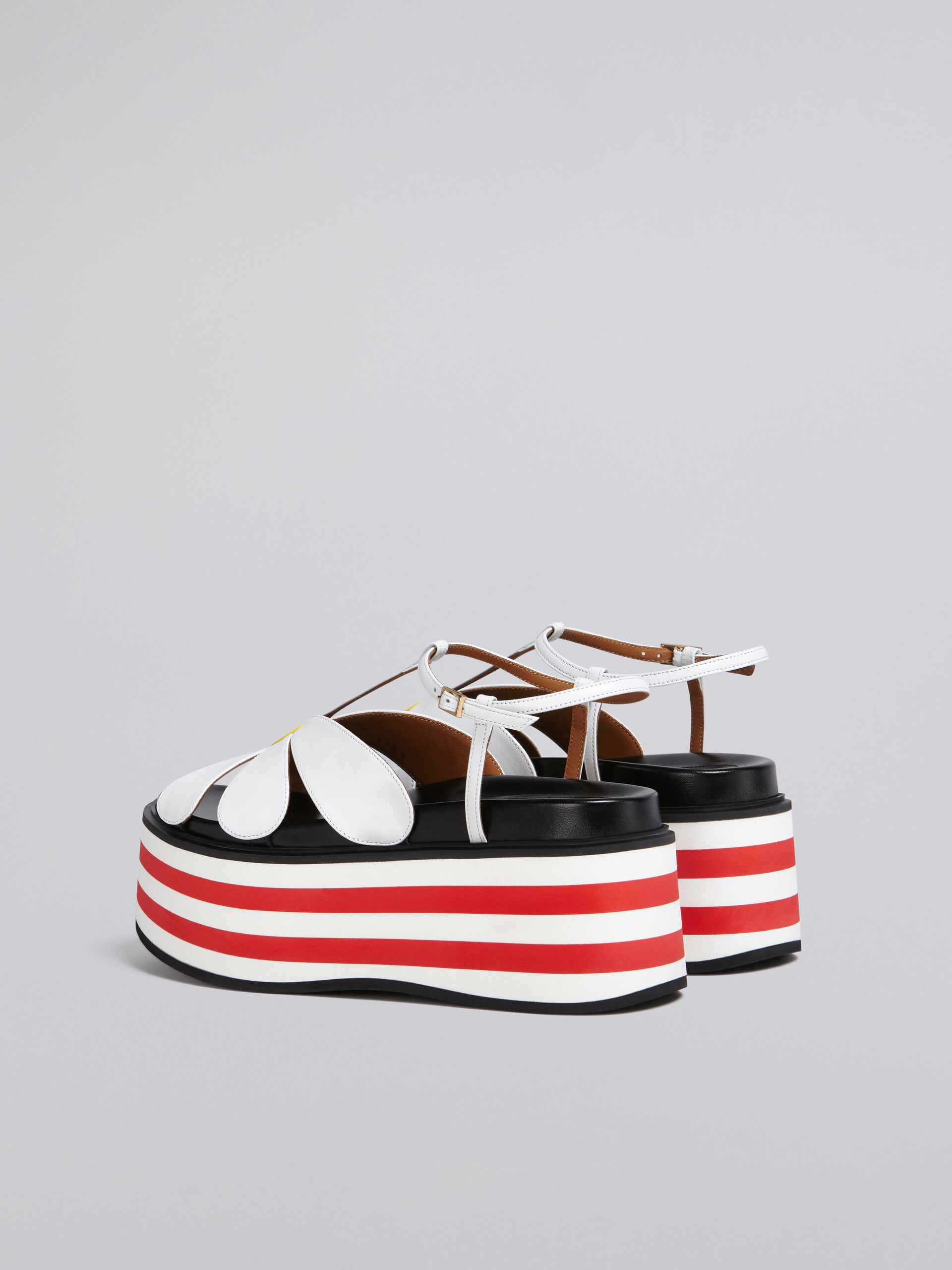 WHITE LEATHER FLOWER WEDGE SANDAL - 3
