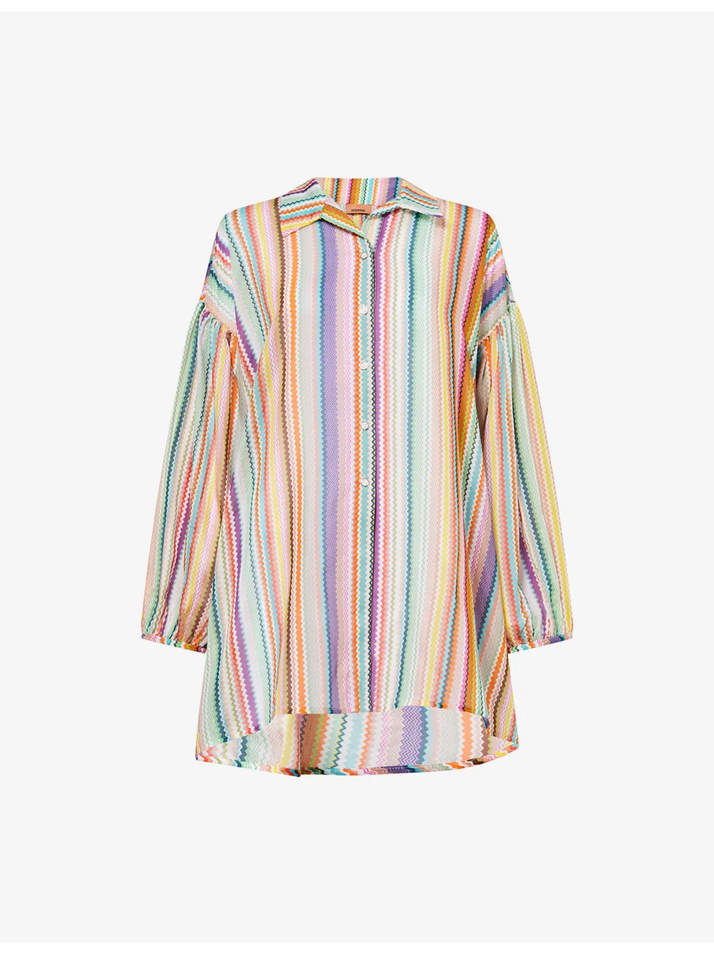 Collared Zig-Zag Cotton and Silk-Blend Kaftan - 1