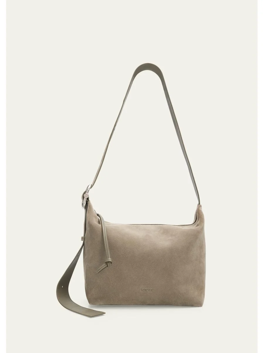 Men's Loop Medium Hobo Bag in Suede - 1