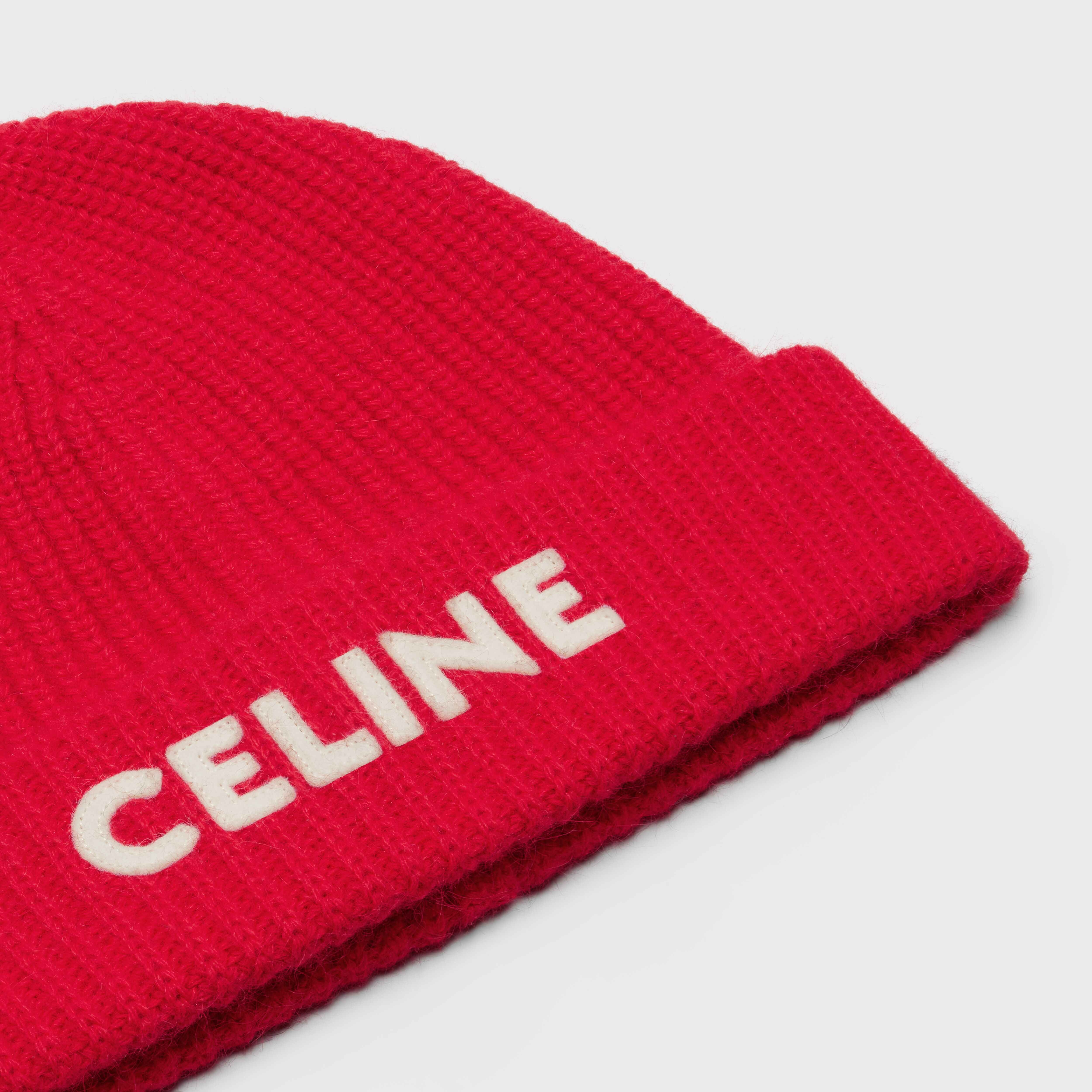 CELINE EMBROIDERED KNIT WOOL BEANIE - 3